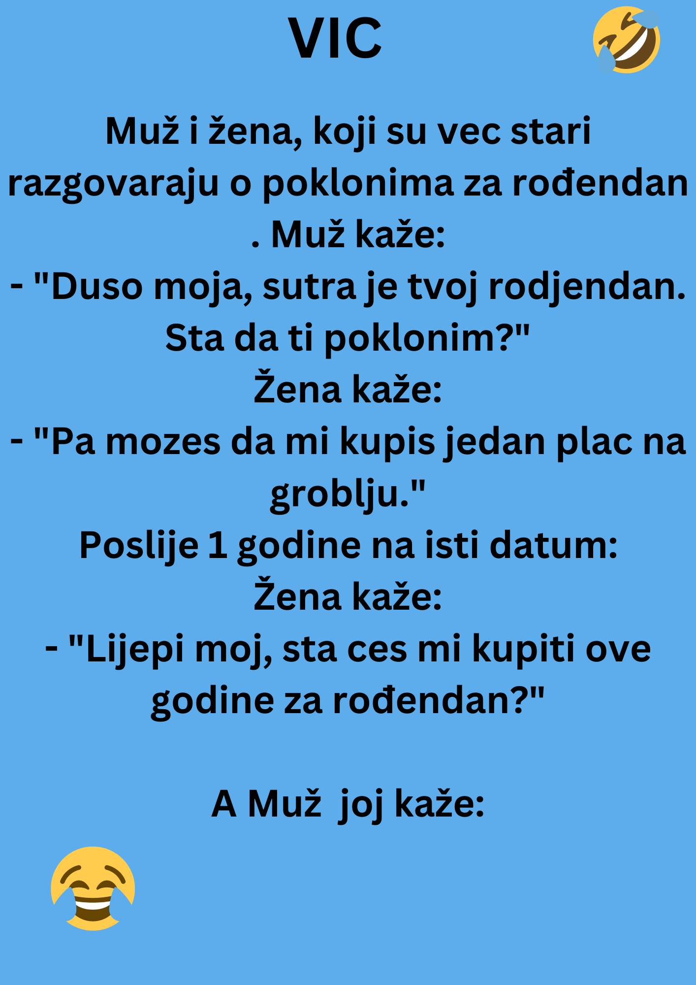 VIC DANA: Muž i žena, koji su vec stari razgovaraju o poklonima za rođendan