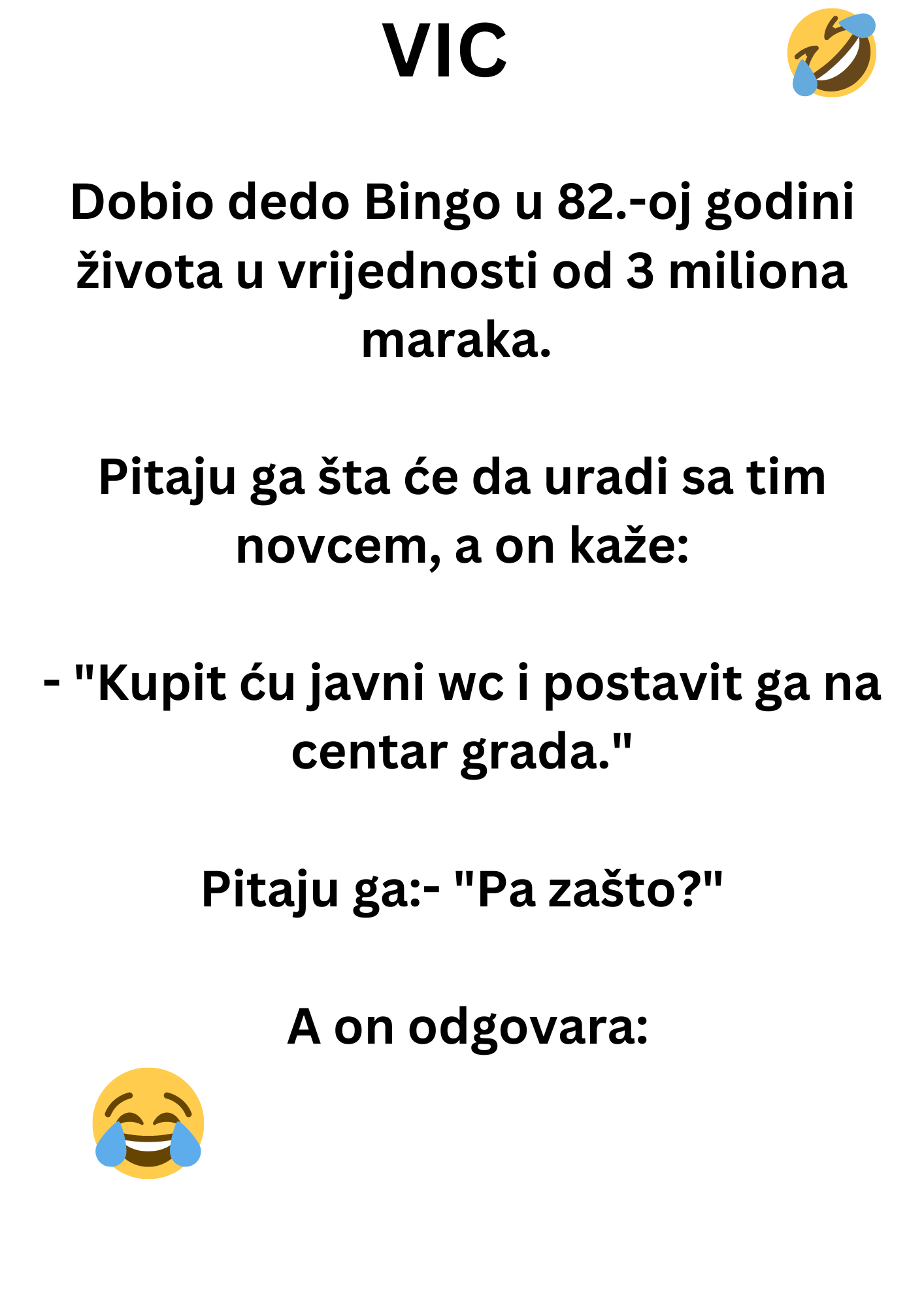 VIC: Dobio dedo Bingo u 82.-oj godini života