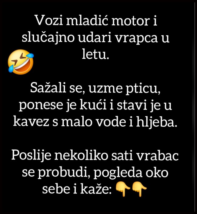 VIC: Vozi mladić motor i slučajno udari vrapca