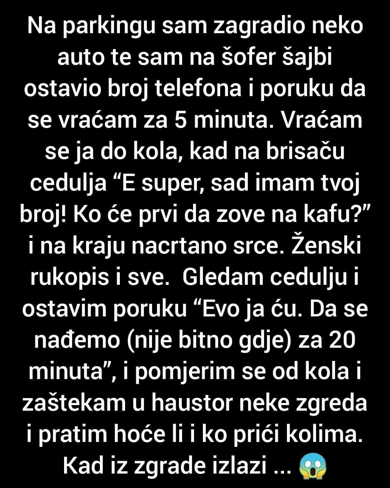 “Na parkingu sam zagradio neko auto”