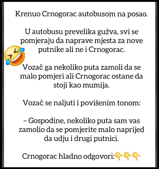 Vic od koji će vas razbuditi u sekundi: Krenuo Crnogorac autobusom na posao…